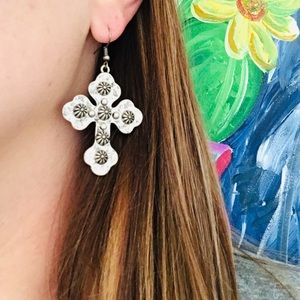 Silver cross earrings